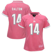 Load image into Gallery viewer, Youth Girls Cincinnati Bengals Andy Dalton Pink Bubble Gum Jersey