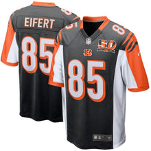 Load image into Gallery viewer, Youth Cincinnati Bengals Tyler Eifert Nike Black 50th Anniversary Patch Game Jersey