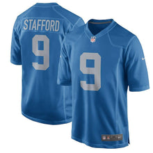 Load image into Gallery viewer, Matthew Stafford Detroit Lions Throwback Game Jersey - Blue