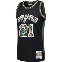 Load image into Gallery viewer, Tim Duncan San Antonio Spurs Mitchell &amp; Ness Straight Fire Camo Swingman Jersey – Black