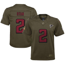 Load image into Gallery viewer, Youth Atlanta Falcons Matt Ryan Nike Olive Salute to Service Game Jersey