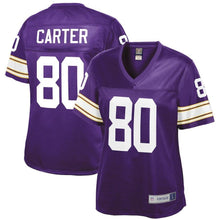 Load image into Gallery viewer, Cris Carter Minnesota Vikings Pro Line Women's Retired Player Jersey – Purple 2018/2019