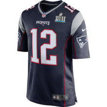 Load image into Gallery viewer, Tom Brady New England Patriots Youth Super Bowl LII Bound Game Jersey – Navy 2018/2019 Super Bowl