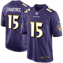Load image into Gallery viewer, Michael Crabtree Baltimore Ravens Game Jersey – Purple 2018/2019