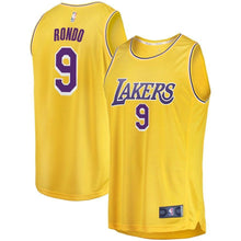 Load image into Gallery viewer, Rajon Rondo Los Angeles Lakers Branded Youth Fast Break Jersey Gold - Icon Edition 2018/2019