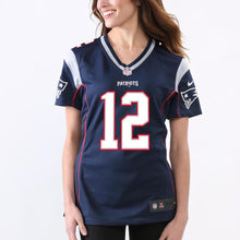 Load image into Gallery viewer, Tom Brady New England Patriots Women's Game Jersey - Navy Blue Super Bowl