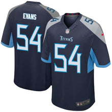 Load image into Gallery viewer, Rashaan Evans Tennessee Titans Draft First Round Pick Game Jersey – Navy 2018/2019