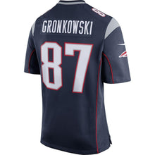 Load image into Gallery viewer, Rob Gronkowski New England Patriots Game Jersey - Navy Blue/Silver Super Bowl