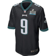 Load image into Gallery viewer, Men's Nick Foles Black Philadelphia Eagles Super Bowl LII Game Jersey 2019