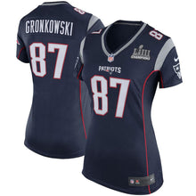 Load image into Gallery viewer, Rob Gronkowski New England Patriots Super Bowl LIII 53 Champions Patch Football Women's Jersey - Navy Blue - 2019