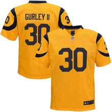 Load image into Gallery viewer, TODD GURLEY II LOS ANGELES RAMS SUPER BOWL YOUTH COLOR RUSH GAME JERSEY - GOLD 2018/2019