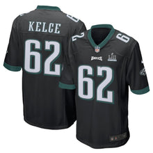 Load image into Gallery viewer, Men's Jason Kelce Black Philadelphia Eagles Super Bowl LII Champions Patch Game Jersey 2019
