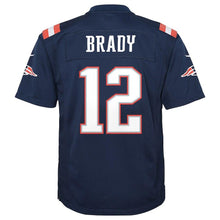 Load image into Gallery viewer, Tom Brady New England Patriots Youth Color Rush Game Jersey - Navy 2018/2019 Super Bowl
