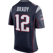 Load image into Gallery viewer, Tom Brady New England Patriots Youth Super Bowl LII Bound Game Jersey – Navy 2018/2019 Super Bowl