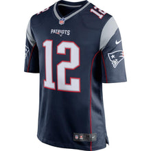 Load image into Gallery viewer, Tom Brady New England Patriots Game Jersey - Navy Blue/Silver 2018/2019