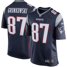 Load image into Gallery viewer, Rob Gronkowski New England Patriots Youth Team Color Game Jersey - Navy Blue Super Bowl