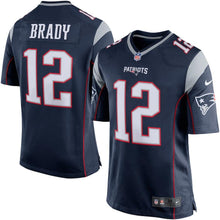 Load image into Gallery viewer, Tom Brady New England Patriots Game Jersey - Navy Blue/Silver Super Bowl
