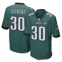 Load image into Gallery viewer, Men's Corey Clement Midnight Green Philadelphia Eagles Super Bowl LII Champions Patch Game Jersey 2019