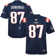 Load image into Gallery viewer, Rob Gronkowski New England Patriots Youth Color Rush Game Jersey - Navy 2018/2019 Super Bowl