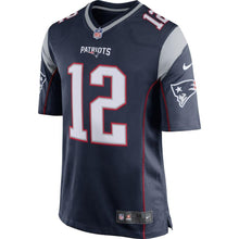 Load image into Gallery viewer, Tom Brady New England Patriots Youth Team Color Game Jersey - Navy Blue Super Bowl