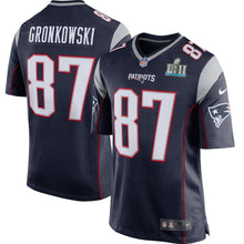 Load image into Gallery viewer, Rob Gronkowski New England Patriots Navy Super Bowl LII Bound Game Jersey 2019