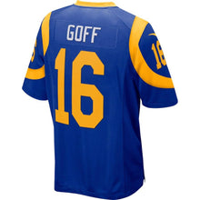 Load image into Gallery viewer, JARED GOFF LOS ANGELES RAMS SUPER BOWL GAME PLAYER JERSEY – ROYAL