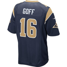 Load image into Gallery viewer, JARED GOFF LOS ANGELES RAMS SUPER BOWL YOUTH GAME JERSEY - NAVY 2018/2019