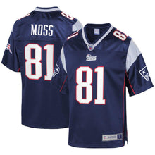 Load image into Gallery viewer, Randy Moss New England Patriots Pro Line Retired Player Jersey – Navy 2018/2019 Super Bowl