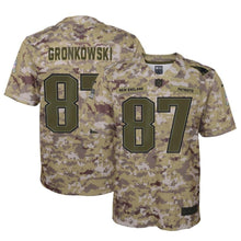 Load image into Gallery viewer, Rob Gronkowski New England Patriots Youth Salute to Service Game Jersey - Camo 2018/2019 Super Bowl