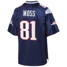 Load image into Gallery viewer, Randy Moss New England Patriots Pro Line Retired Player Jersey – Navy 2018/2019 Super Bowl