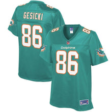 Load image into Gallery viewer, Mike Gesicki Miami Dolphins Pro Line Women's Player Jersey – Aqua 2018/2019