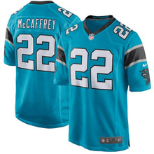 Load image into Gallery viewer, Youth Carolina Panthers Christian McCaffrey Nike Black/Blue Game Jersey