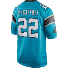 Load image into Gallery viewer, Youth Carolina Panthers Christian McCaffrey Nike Black/Blue Game Jersey