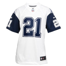 Load image into Gallery viewer, Youth Dallas Cowboys Ezekiel Elliott Nike White Color Rush Game Jersey