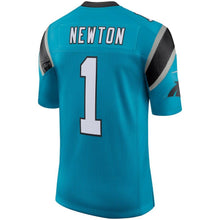 Load image into Gallery viewer, Youth Carolina Panthers Cam Newton Nike Black/Blue Classic Limited Player Jersey