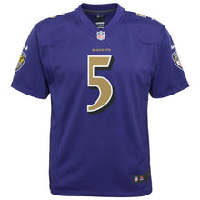 Load image into Gallery viewer, Youth Baltimore Ravens Joe Flacco Nike Purple Color Rush Game Jersey