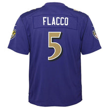 Load image into Gallery viewer, Youth Baltimore Ravens Joe Flacco Nike Purple Color Rush Game Jersey