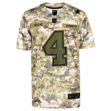 Load image into Gallery viewer, Youth Dallas Cowboys Dak Prescott Nike Camo Salute to Service Game Jersey
