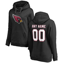 Load image into Gallery viewer, Women's Arizona Cardinals NFL Pro Line Black Personalized Name &amp; Number Logo Pullover Hoodie