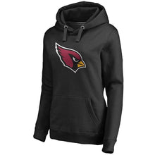 Load image into Gallery viewer, Women's Arizona Cardinals NFL Pro Line Black Personalized Name &amp; Number Logo Pullover Hoodie