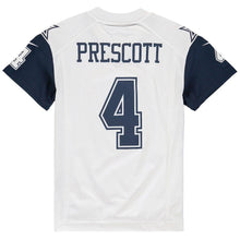 Load image into Gallery viewer, Youth Dallas Cowboys Dak Prescott Nike White Color Rush Game Jersey