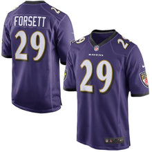 Load image into Gallery viewer, Youth Baltimore Ravens Justin Forsett Nike Black/Purple Game Jersey