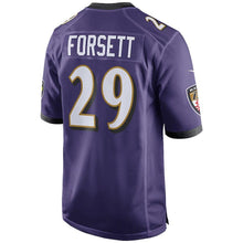 Load image into Gallery viewer, Youth Baltimore Ravens Justin Forsett Nike Black/Purple Game Jersey