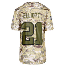 Load image into Gallery viewer, Youth Dallas Cowboys Ezekiel Elliott Nike Camo Salute to Service Game Jersey