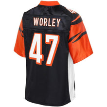 Load image into Gallery viewer, Youth Cincinnati Bengals Chris Worley NFL Pro Line Black Player Jersey