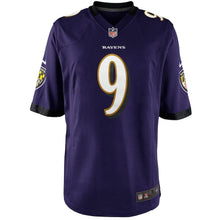Load image into Gallery viewer, Youth Baltimore Ravens Justin Tucker Nike Purple/Black Team Color Game Jersey