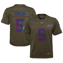 Load image into Gallery viewer, Youth Buffalo Bills Tyrod Taylor Nike Olive Salute to Service Game Jersey