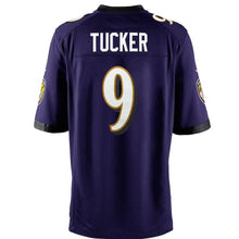 Load image into Gallery viewer, Youth Baltimore Ravens Justin Tucker Nike Purple/Black Team Color Game Jersey