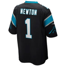Load image into Gallery viewer, Youth Carolina Panthers Cam Newton Nike Black Team Color Game Jersey
