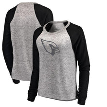 Load image into Gallery viewer, Women's Arizona Cardinals NFL Pro Line by Fanatics Branded Ash/Black Cozy Collection Plush Crew Sweatshirt